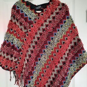 Chic Ruff fringed Boho poncho  one size‎